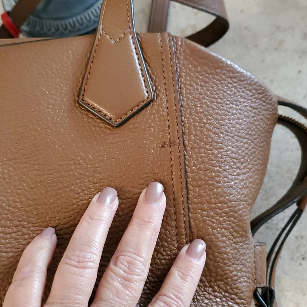 Tory burch Satchel rich Brown Leather Handbag with Red Accent - Picture 5 of 12